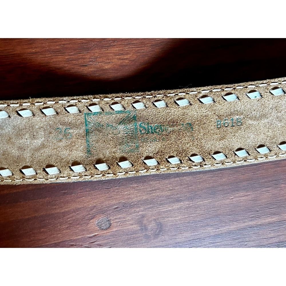 Sheyenne Mena Arkansas Handmade Leather Belt Size 26 Horses Cactus Brown VTG - Picture 5 of 9